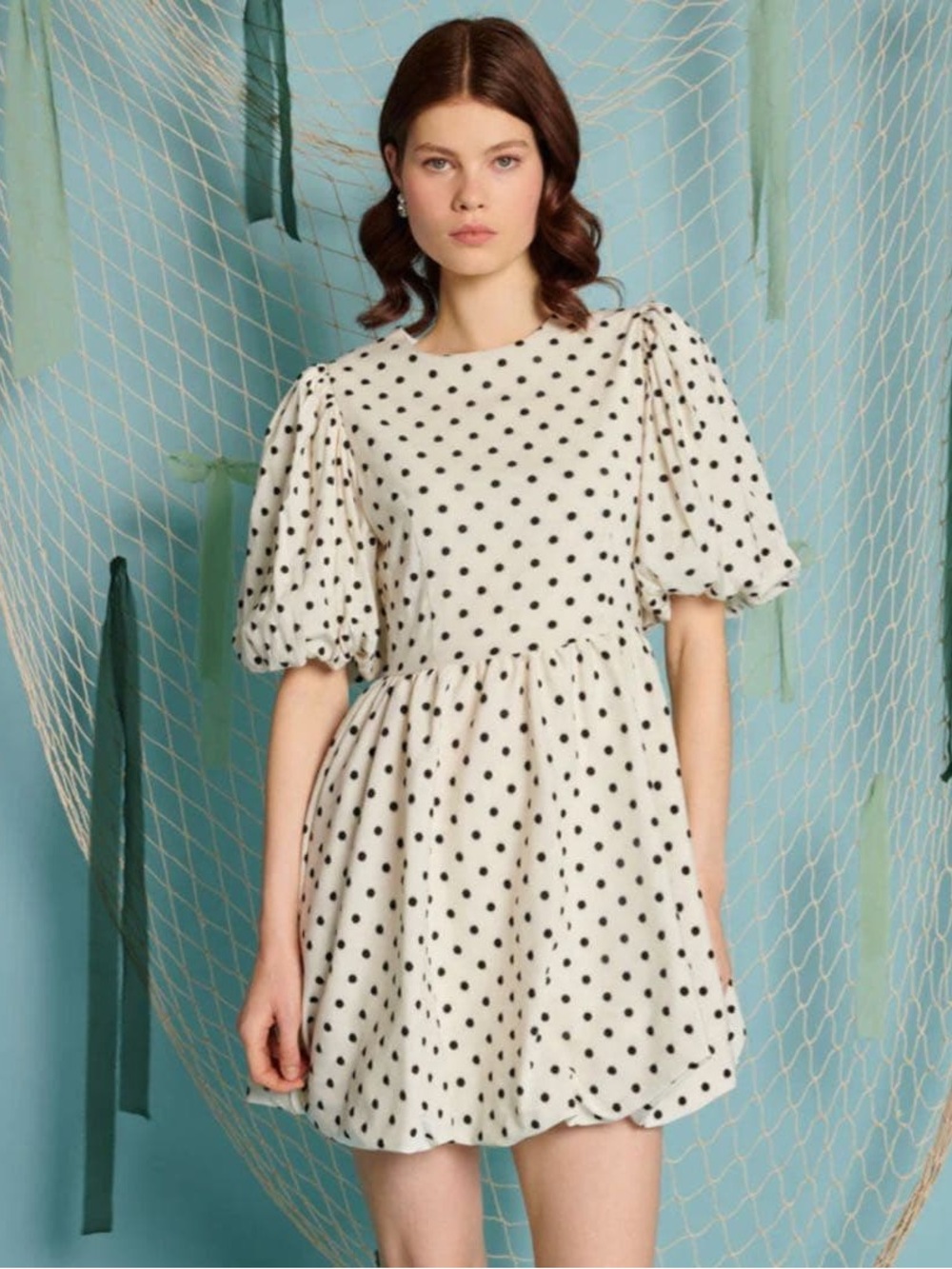 Sister Jane Polka Dot Puff Sleeve Mini Dress - White/Black